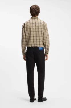Tapered-fit jeans in black stretch denim