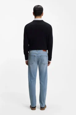 Tapered-fit jeans in blue super-stretch denim