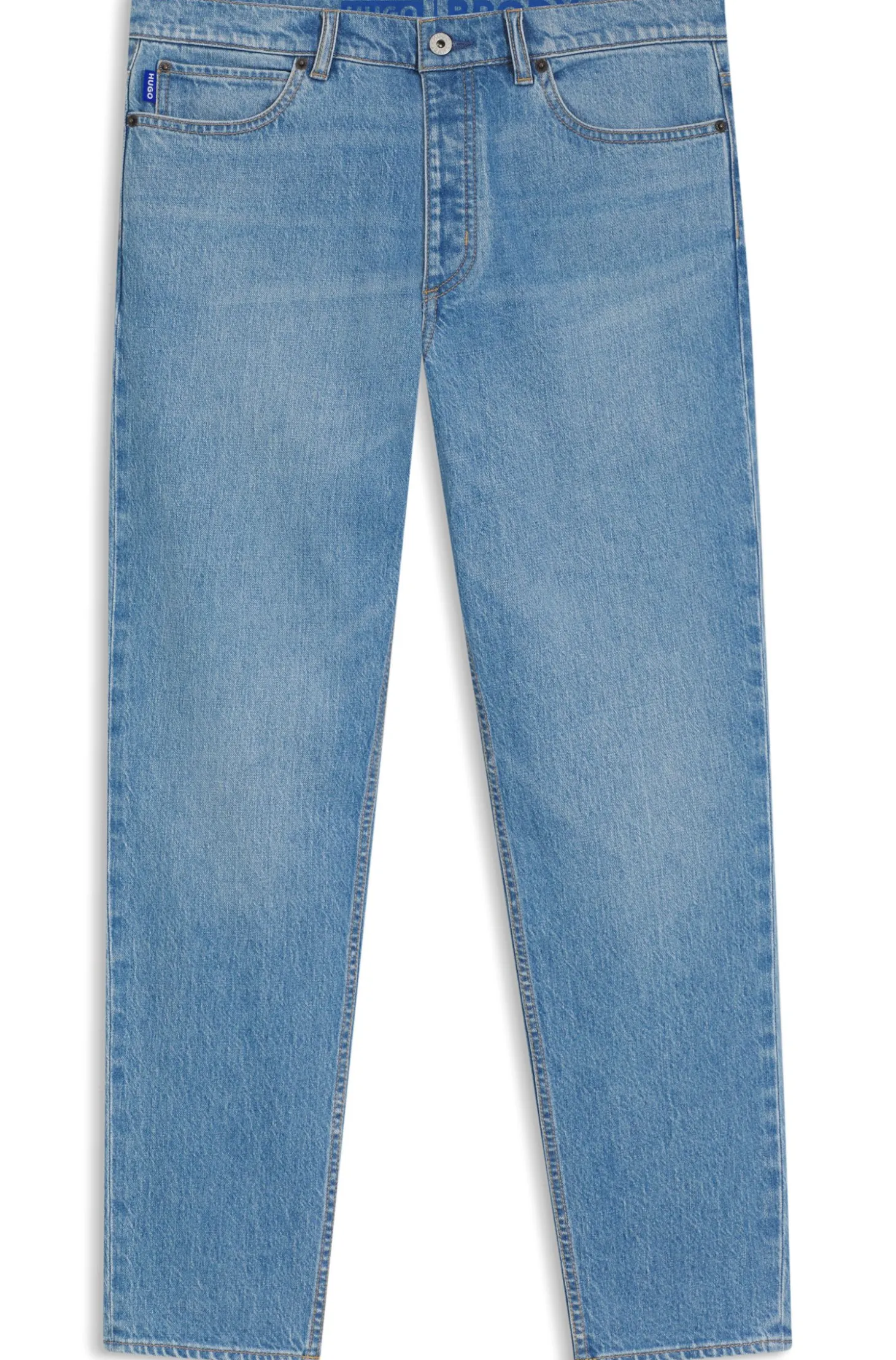 Tapered-fit jeans in bright-blue stretch denim