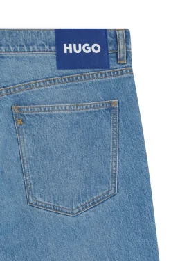 Tapered-fit jeans in bright-blue stretch denim