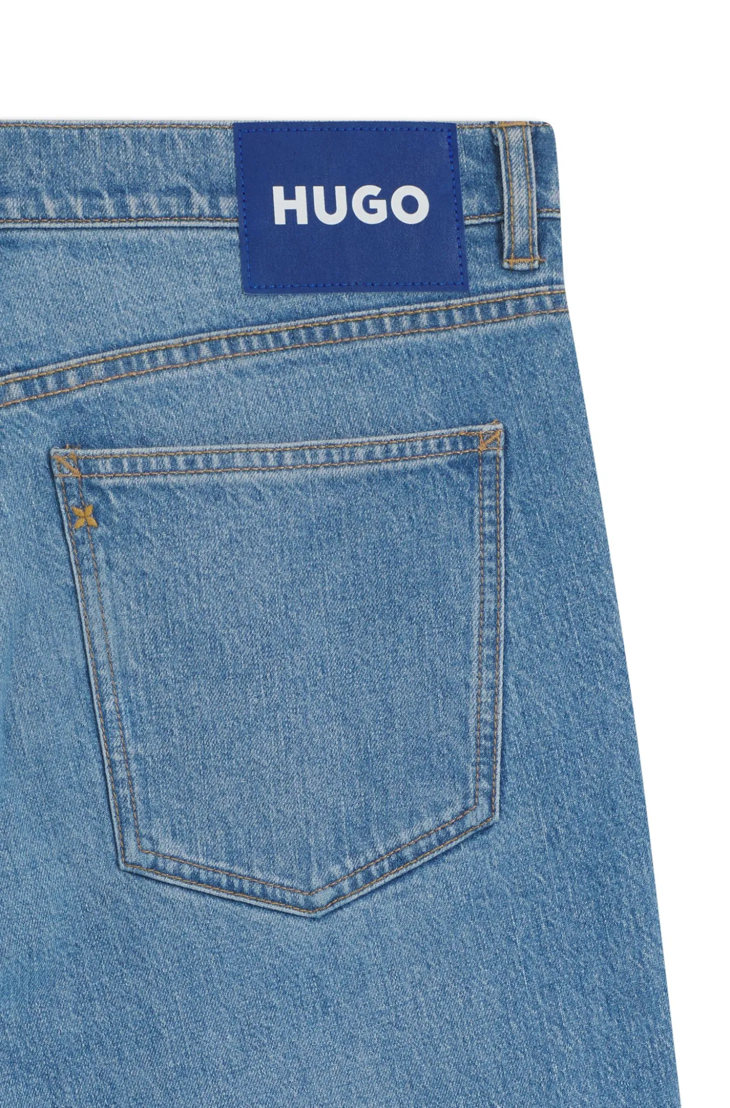 Tapered-fit jeans in bright-blue stretch denim