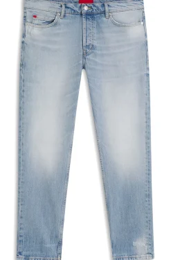 Tapered-fit jeans in bright-blue stretch denim