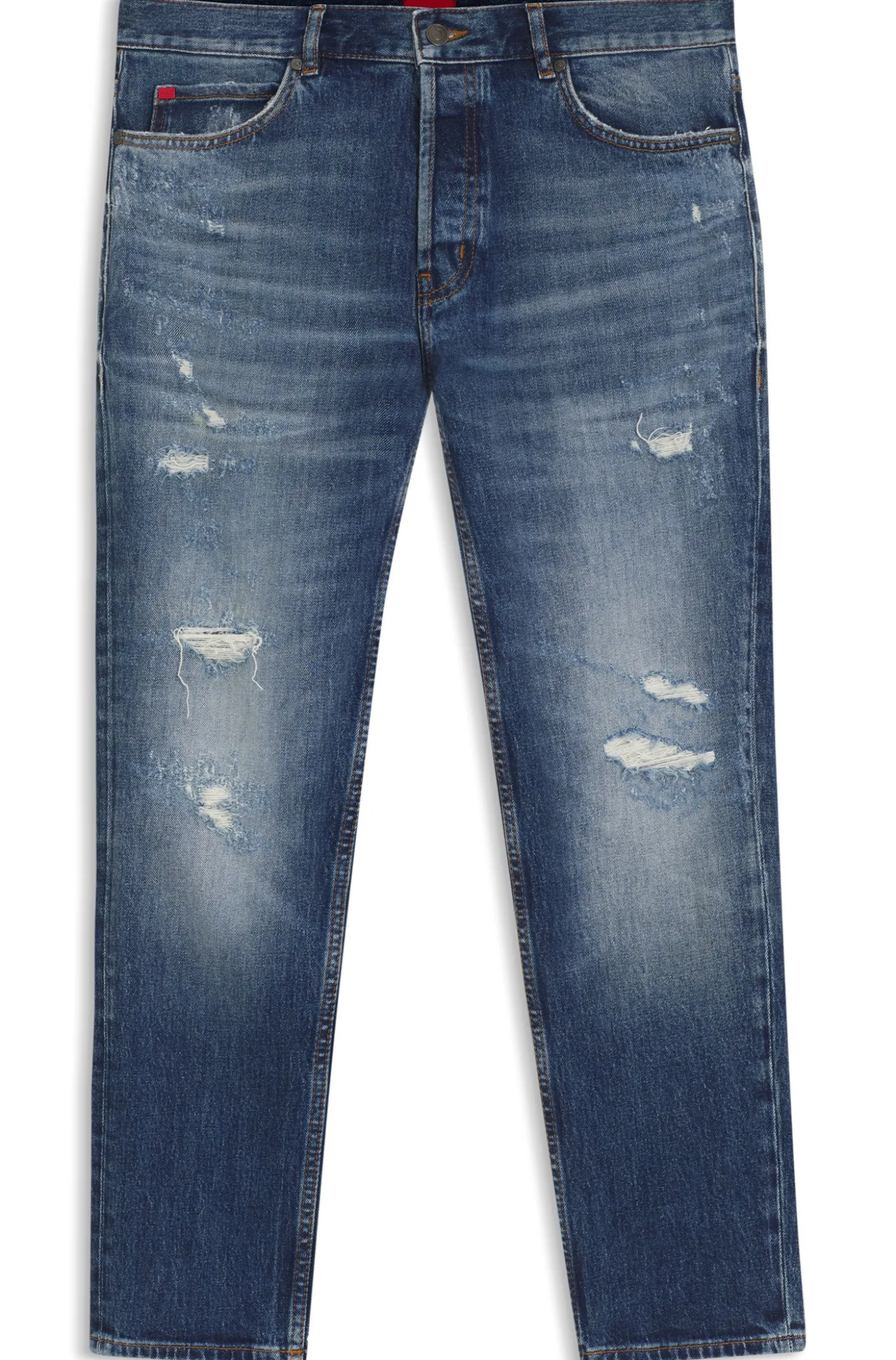 Tapered-fit jeans in dark-blue stretch cotton