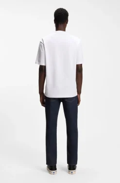 Tapered-fit jeans in dark-blue stretch denim