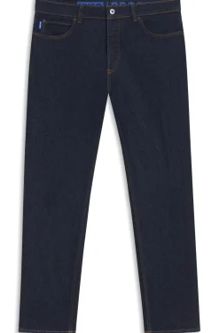 Tapered-fit jeans in dark-blue stretch denim