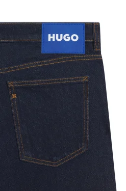 Tapered-fit jeans in dark-blue stretch denim