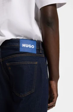 Tapered-fit jeans in dark-blue stretch denim