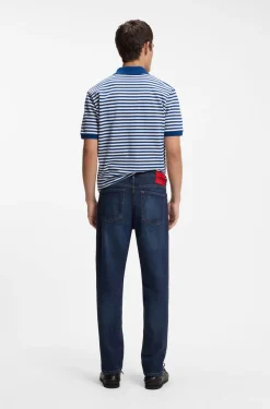 Tapered-fit jeans in dark-blue stretch denim