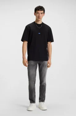 Tapered-fit jeans in dark-grey stretch denim