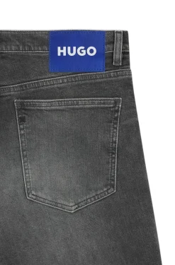 Tapered-fit jeans in dark-grey stretch denim
