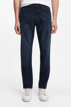 Tapered-fit jeans in pure-blue stretch denim
