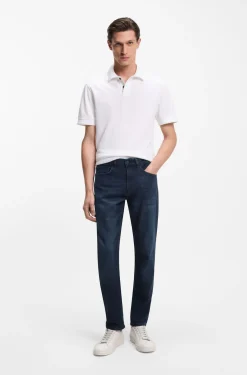 Tapered-fit jeans in pure-blue stretch denim