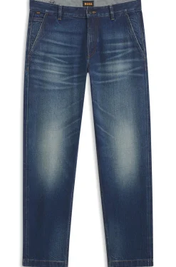 Tapered-fit jeans in used-effect comfort-stretch denim