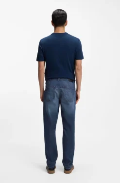 Tapered-fit jeans in used-effect comfort-stretch denim