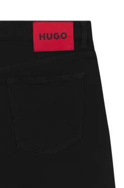 Tapered-fit shorts in black stretch denim