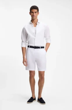 Tapered-fit shorts in linen