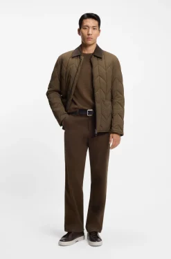 Tapered-fit trousers in brushed stretch cotton