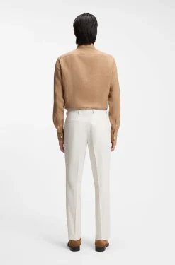 Tapered-fit trousers in easy-iron stretch-cotton poplin