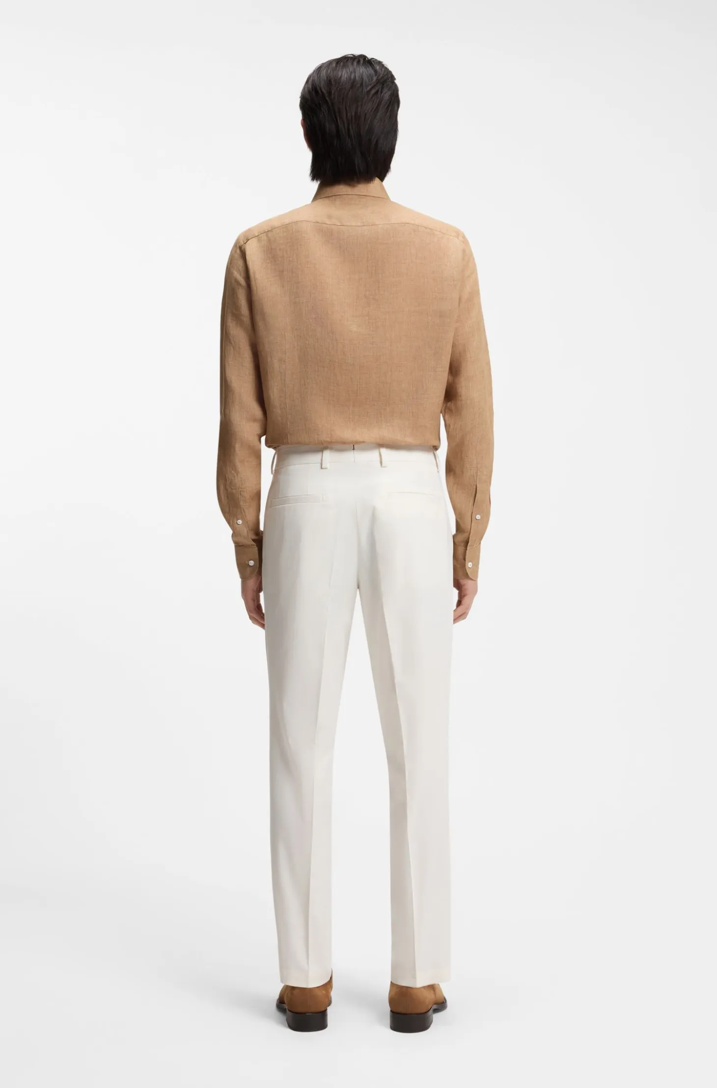 Tapered-fit trousers in easy-iron stretch-cotton poplin