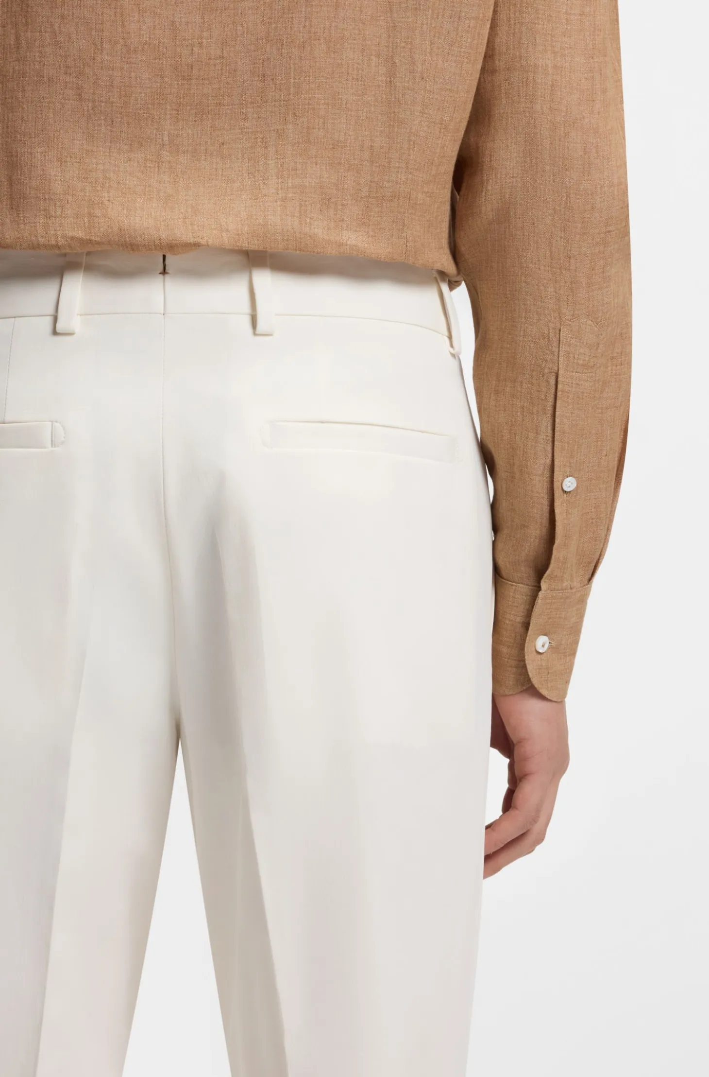 Tapered-fit trousers in easy-iron stretch-cotton poplin