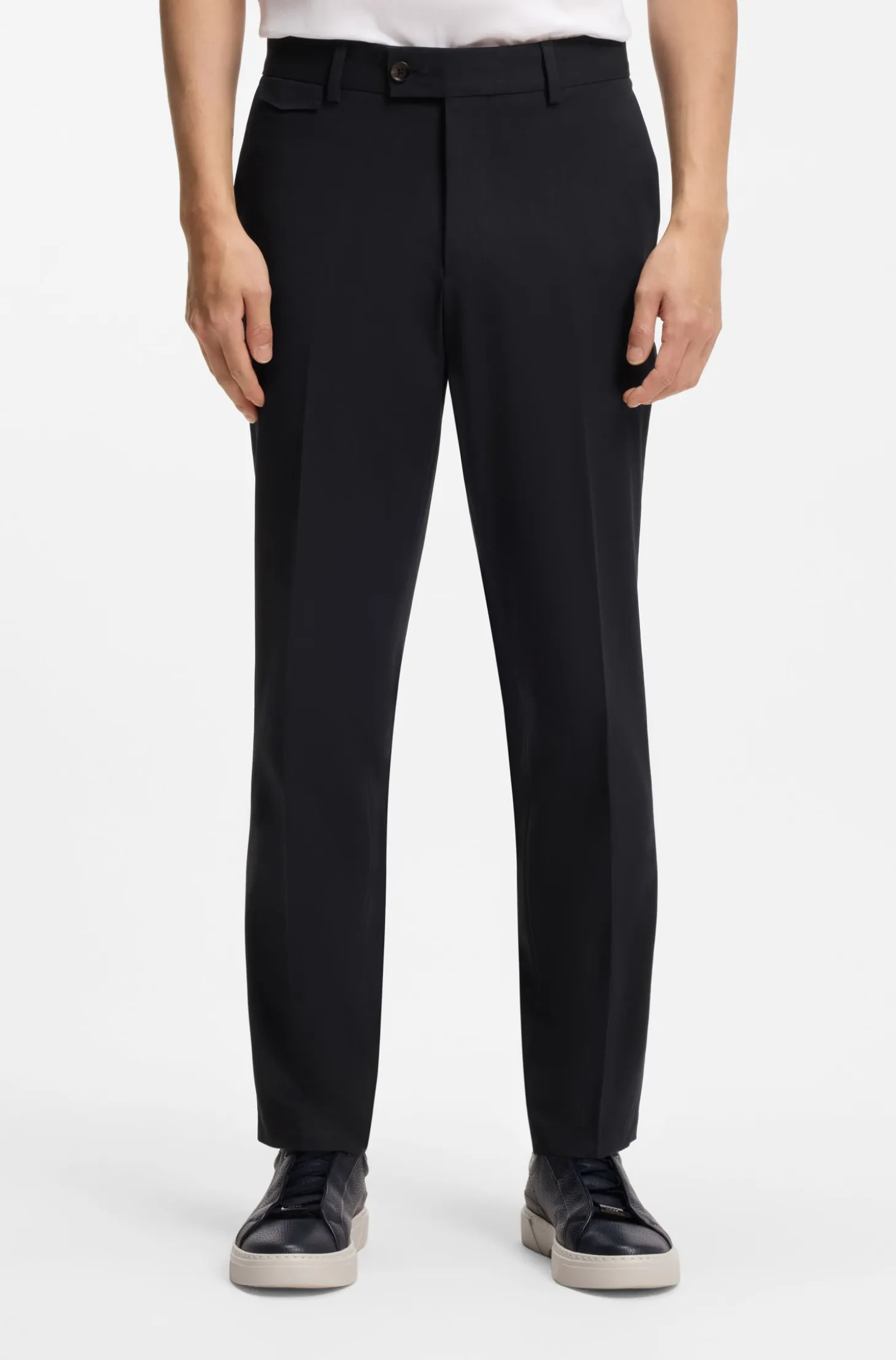 Tapered-fit trousers in easy-iron stretch-cotton poplin