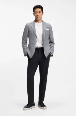 Tapered-fit trousers in easy-iron stretch-cotton poplin