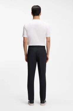 Tapered-fit trousers in easy-iron stretch-cotton poplin