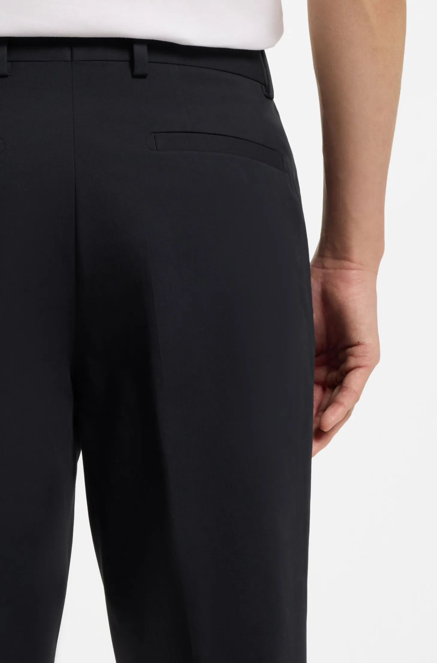 Tapered-fit trousers in easy-iron stretch-cotton poplin