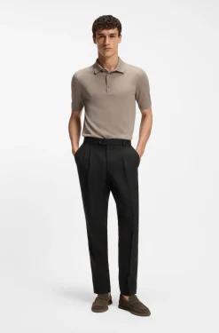 Tapered-fit trousers in linen