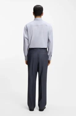 Tapered-fit trousers in micro-patterned virgin wool