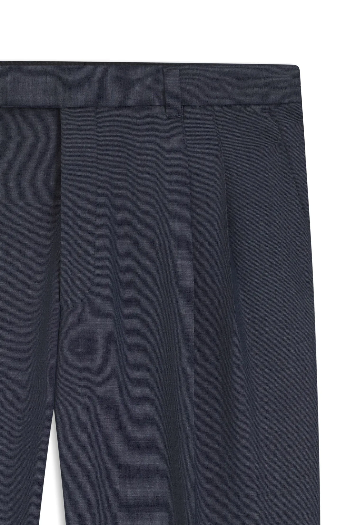 Tapered-fit trousers in micro-patterned virgin wool
