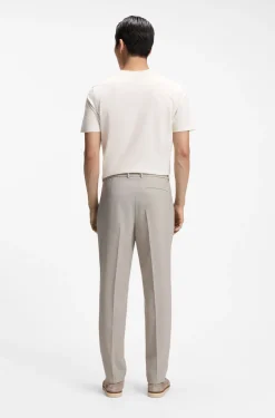 Tapered-fit trousers in micro-patterned virgin wool