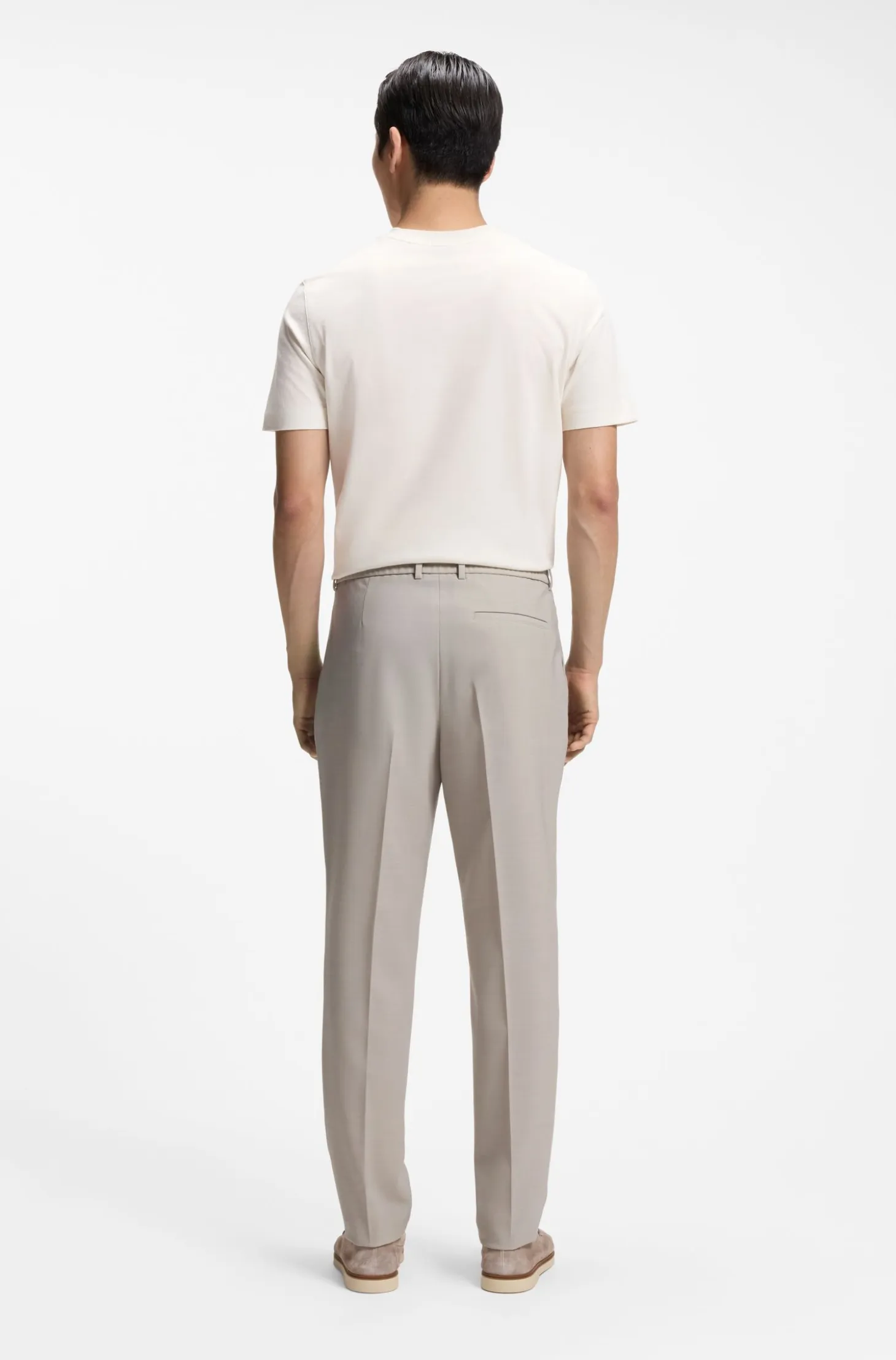 Tapered-fit trousers in micro-patterned virgin wool