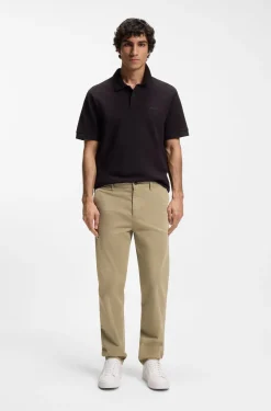 Tapered-fit trousers in stretch-cotton satin