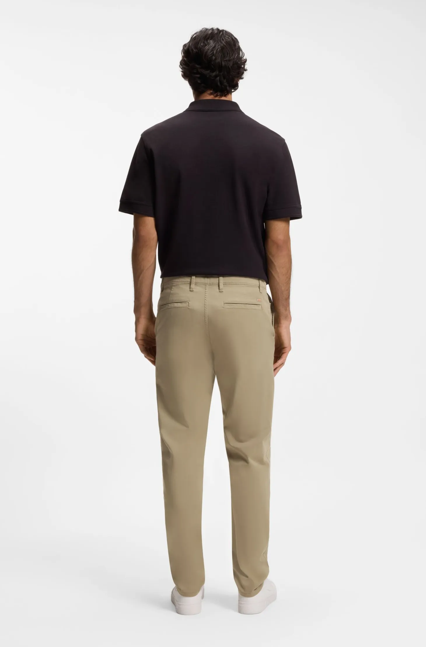 Tapered-fit trousers in stretch-cotton satin