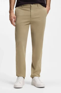 Tapered-fit trousers in stretch-cotton satin
