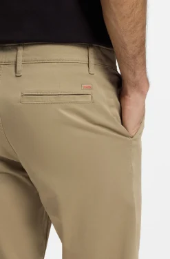 Tapered-fit trousers in stretch-cotton satin