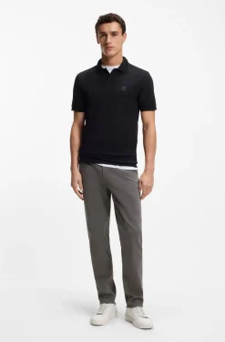 Tapered-fit trousers in stretch-cotton satin