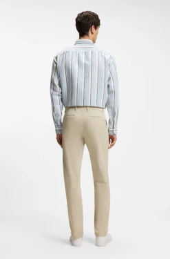 Tapered-fit trousers in stretch-cotton satin
