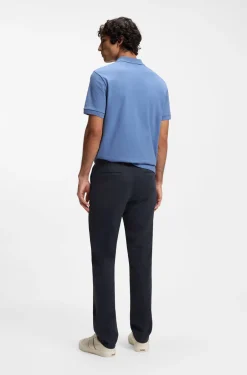 Tapered-fit trousers in stretch-cotton satin