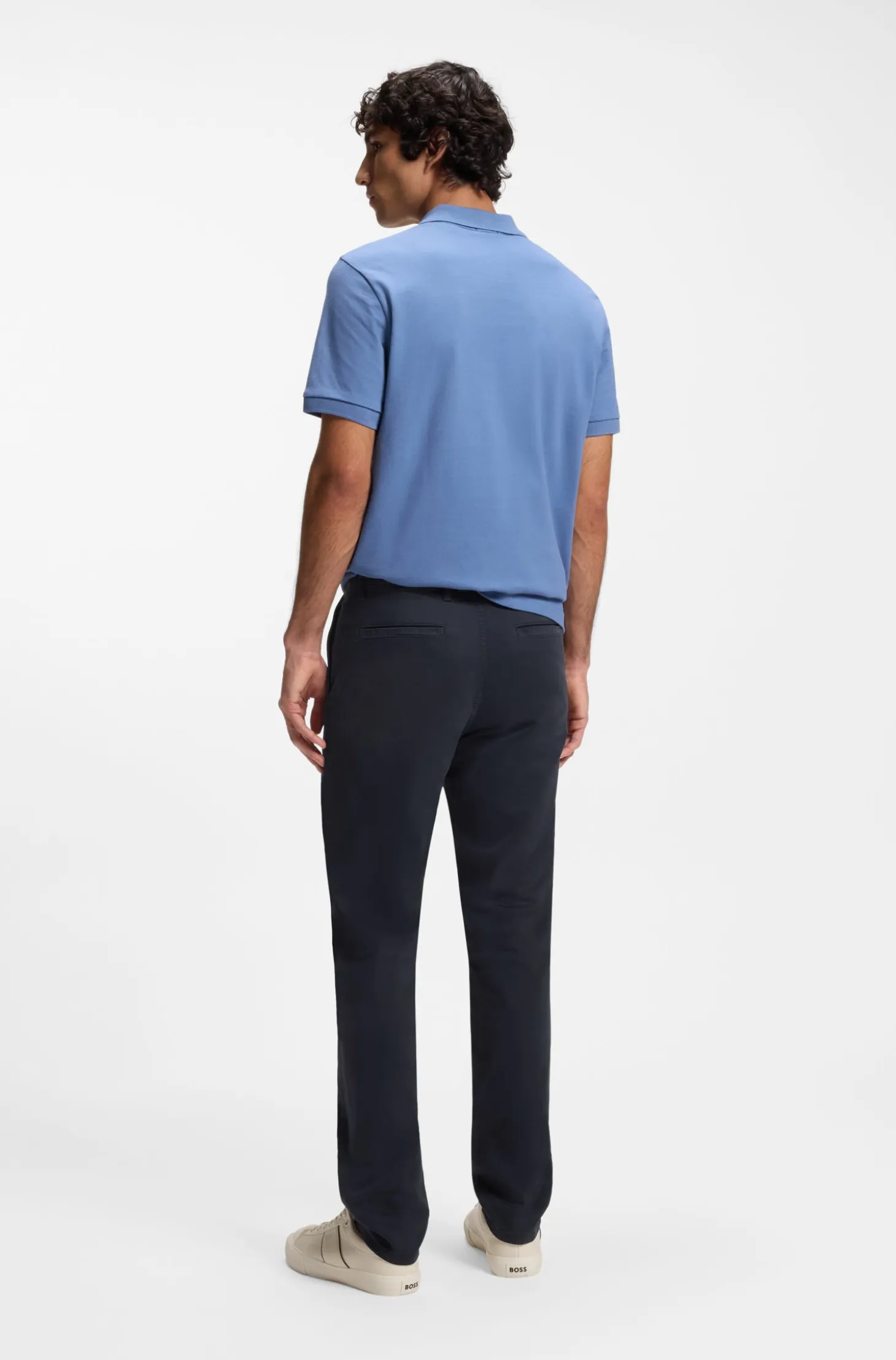 Tapered-fit trousers in stretch-cotton satin