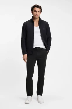 Tapered-fit trousers in stretch-cotton satin