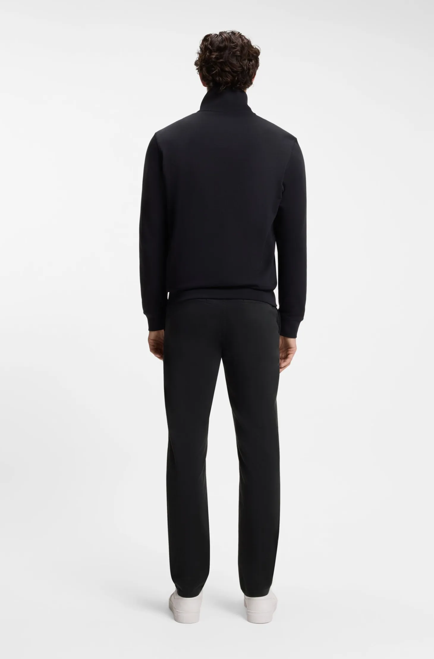 Tapered-fit trousers in stretch-cotton satin