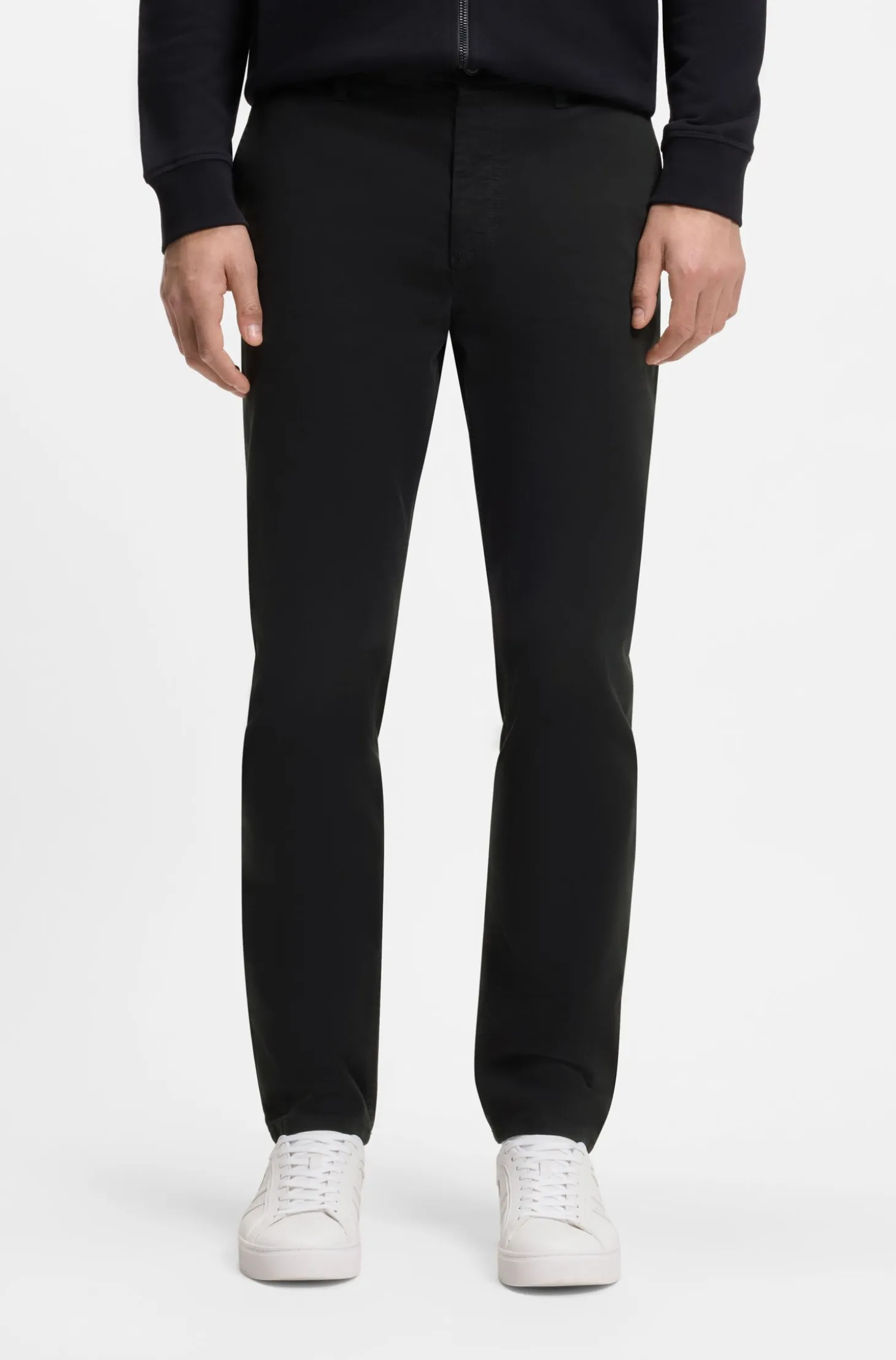 Tapered-fit trousers in stretch-cotton satin