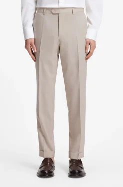 Tapered-fit trousers in virgin wool and silk