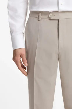 Tapered-fit trousers in virgin wool and silk