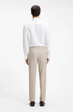 Tapered-fit trousers in virgin wool and silk