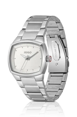Telly stainless-steel watch with retro-inspired case