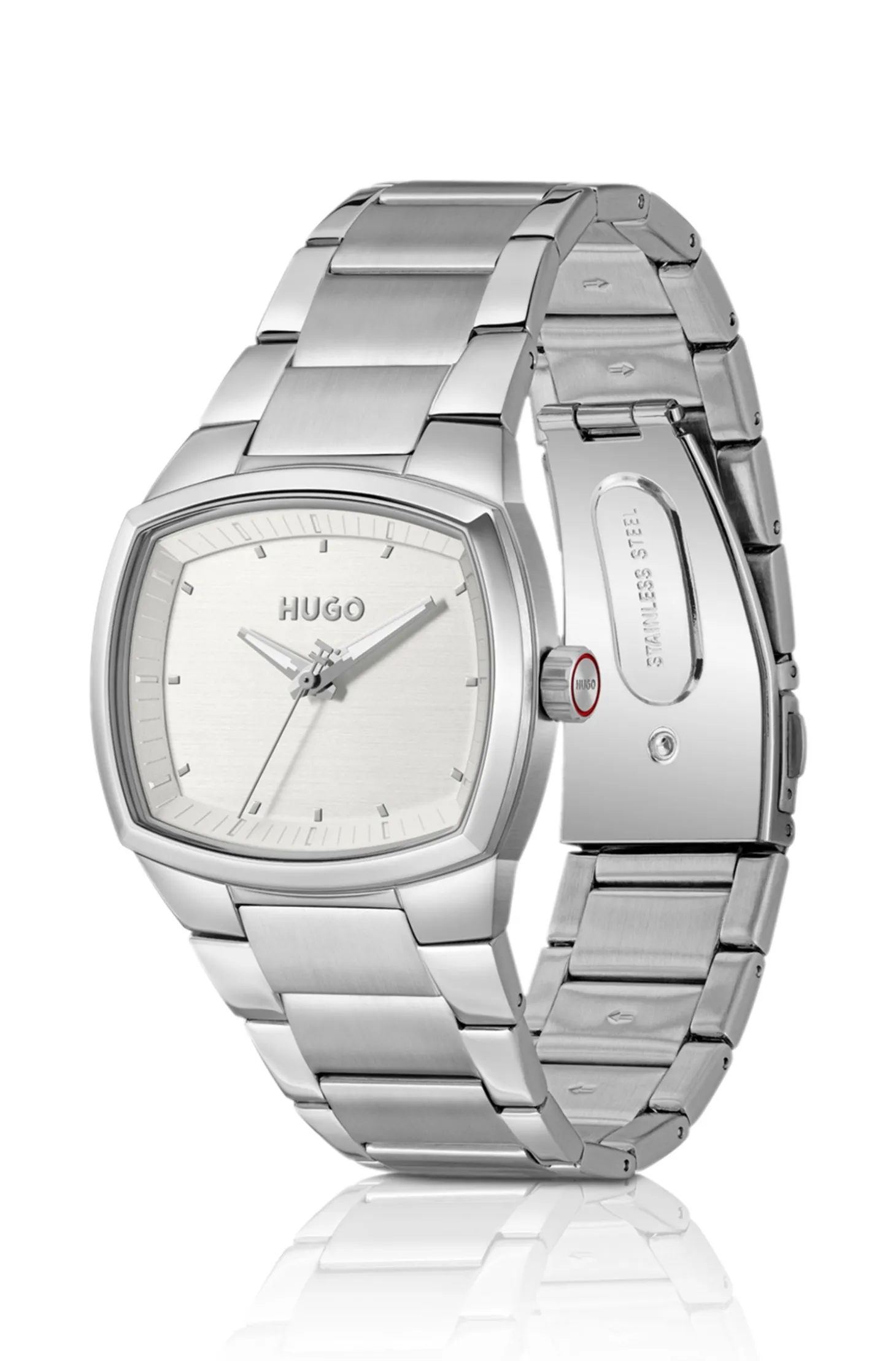 Telly stainless-steel watch with retro-inspired case