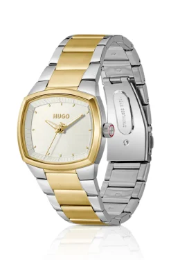 Telly two-tone watch with retro-inspired case